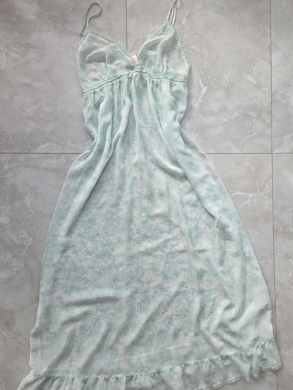 La Vie En Rose Mint Floral Lace Slip